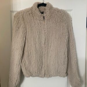 June fur jacket real rabbit fur tan revolve Nordstrom xs